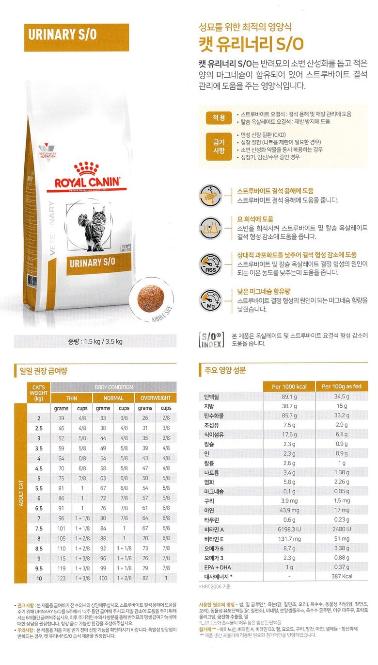 로얄캐닌 캣 유리너리 S/O1.5kg RE02 상세 이미지 1