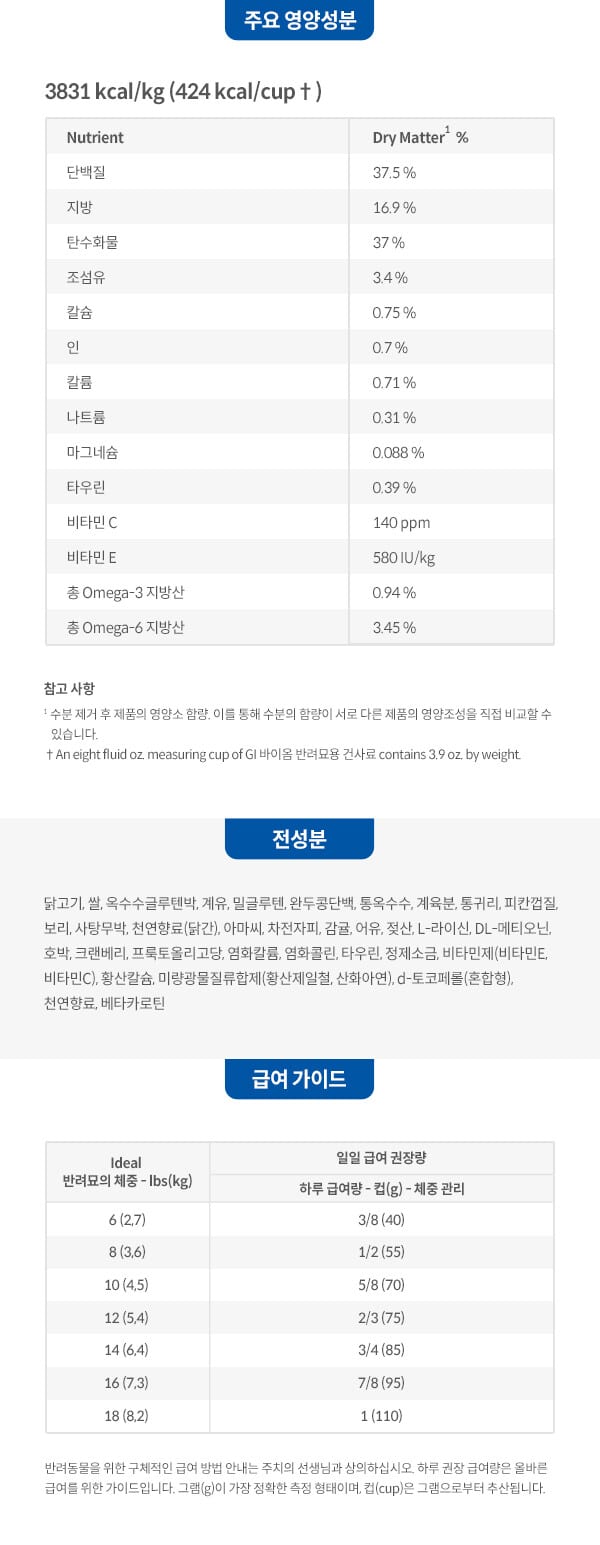 힐스 캣 GI 바이옴 스트레스 1.81kg HS07  소화기 위장질환 처방사료 상세 이미지 2
