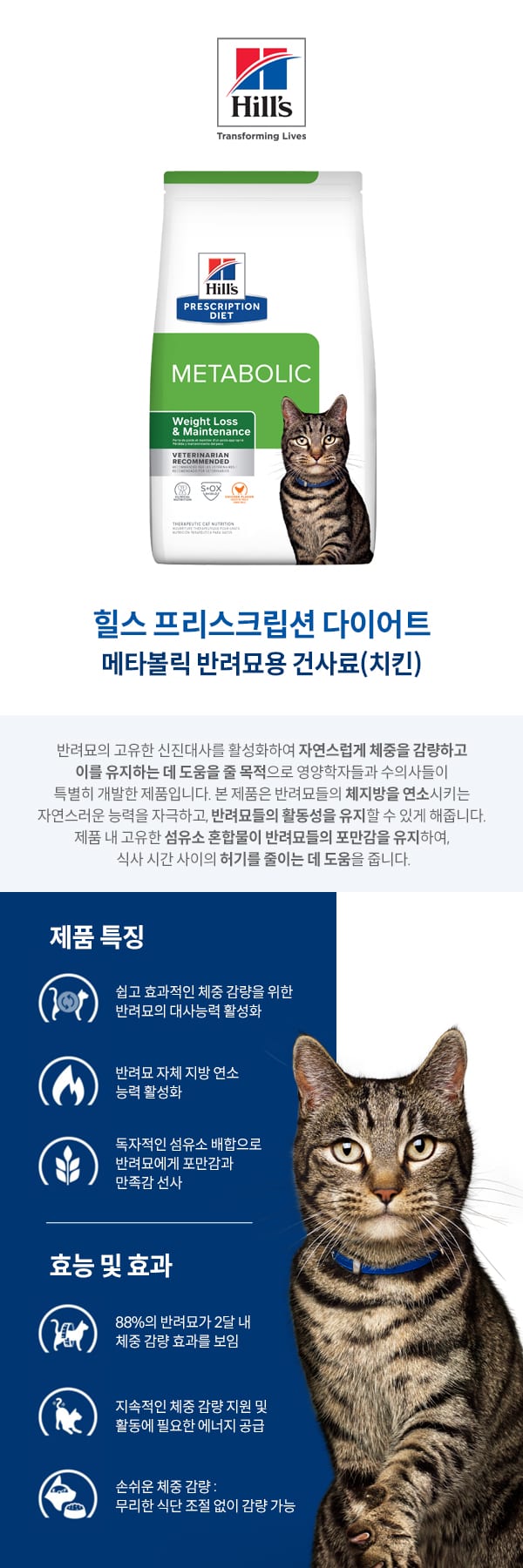 힐스 캣 메타볼릭 1.5kg 다이어트 처방식 HS12 상세 이미지 1