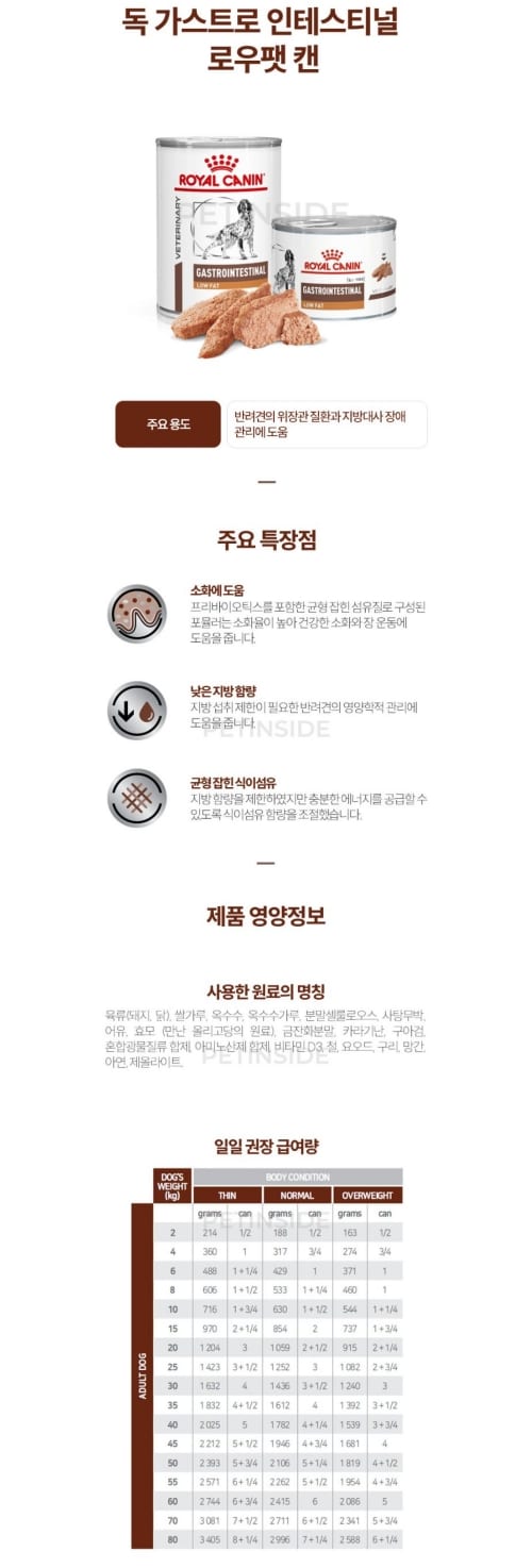 로얄캐닌 독 가스트로인테스티널 로우팻 캔 200G RF26 소화건강 췌장염 식이섬유 상세 이미지 1
