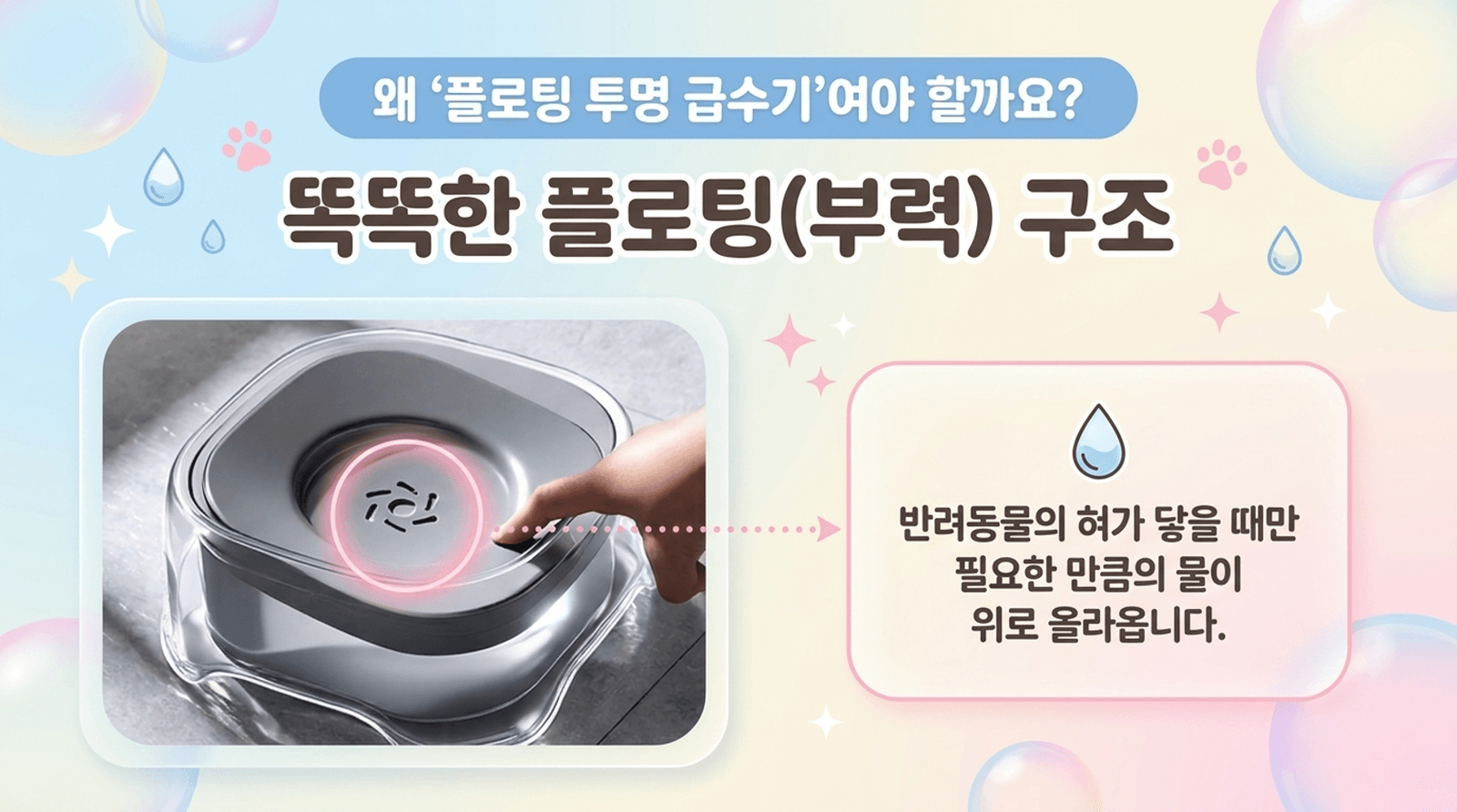 플로팅 투명 급수기 (강아지 / 고양이 겸용) 2리터 대용량 상세 이미지 4