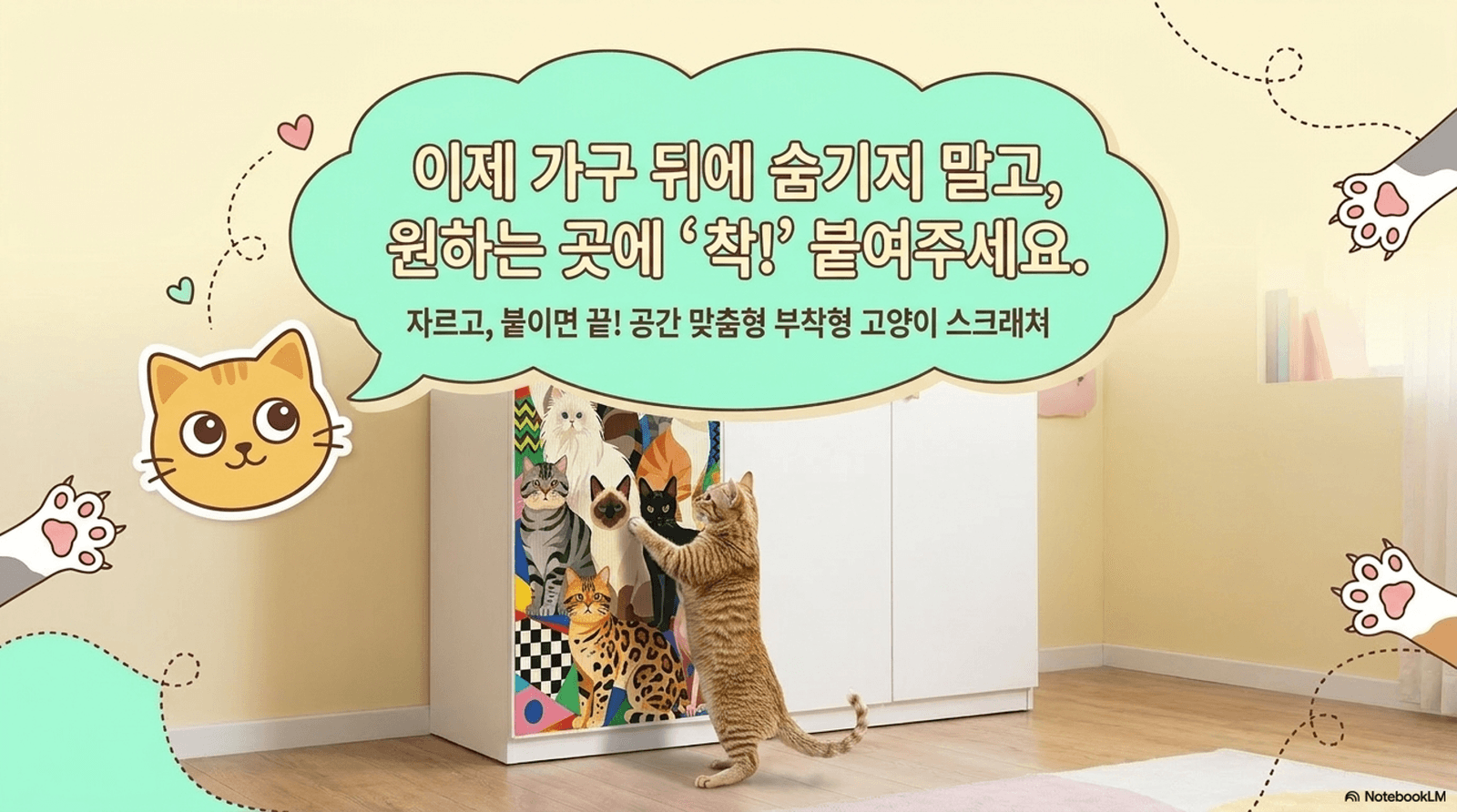 고양이 부착형 스크래쳐 수직형 카페트 매트 (그림 랜덤 발송) 상세 이미지 3
