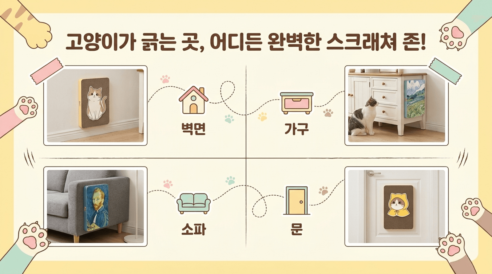 고양이 부착형 스크래쳐 수직형 카페트 매트 (그림 랜덤 발송) 상세 이미지 8