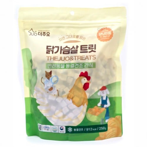 [더주오] 짐승 용량 동결건조 닭가슴살 트릿 (250g) 칭찬 보상 간식 한입에 쏙