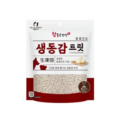 헬로도기 생동감트릿 동결건조 닭고기미니 500g