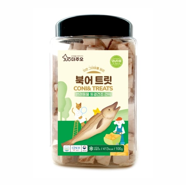 [더주오] 동결건조 북어 트릿 100g 국내제조 강아지 고양이 생북어 순살 사각통 fd23