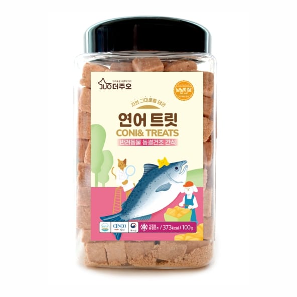 [더주오] 동결건조 연어 트릿 100g 국내제조 강아지 고양이 생연어 순살 사각통 fd22